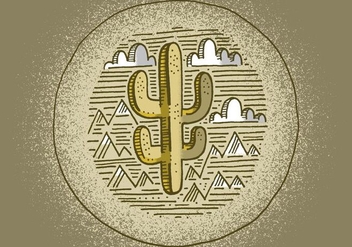 Southwestern Cactus Badge - vector gratuit #380115 
