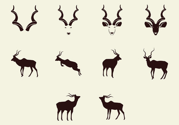 Kudu Silhouette Icon Set - vector #381285 gratis