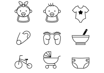 Baby Line Icons - Free vector #381525