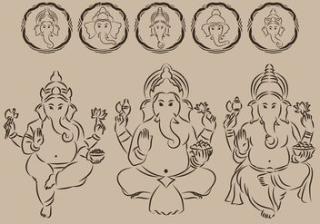 Ganesha Outline Symbol - vector gratuit #381785 
