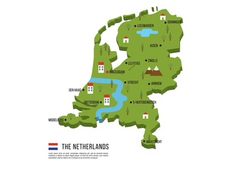 Netherlands Flat Map - Kostenloses vector #384325