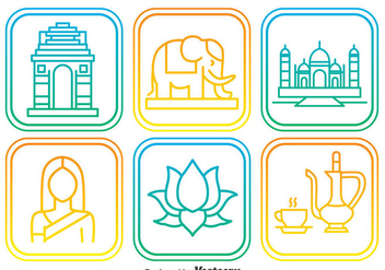 India Elemnt Outline Icons - vector #384665 gratis