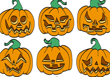 Vector Set Of Cartoon Pumpkins For Halloween - Free vector #386575