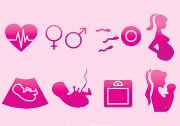 Pregnant Mom Element Pink Icons - vector gratuit #387865 