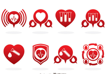 Blood Donation Red Icons Vector - бесплатный vector #388795