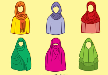 Hand Drawn Muslim Hijab Colletion Vector - Free vector #389205