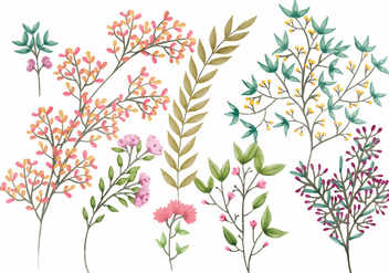 Boho Vector Floral Elements - vector gratuit #389315 