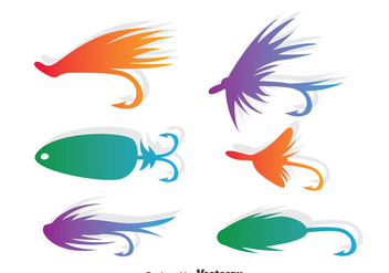 Colorful Fly Fishing Vector Set - бесплатный vector #389525