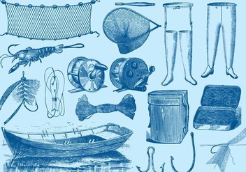 Vintage Fishing Tools - vector gratuit #391055 