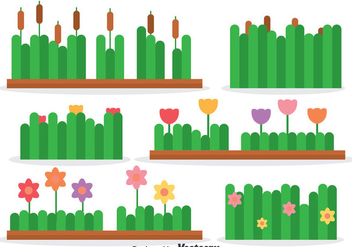Reeds And Flowers Collection Vector - Kostenloses vector #393335