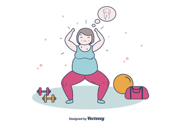 Fat Women Exercising - vector gratuit #393895 
