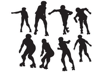 Free Roller Skating Silhouettes Vector - vector gratuit #394675 