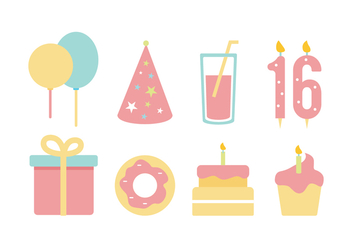 Free Birthday Flat Icon Set - vector gratuit #394685 