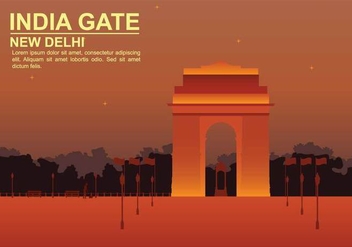 Free India Gate Illustration - vector gratuit #394725 