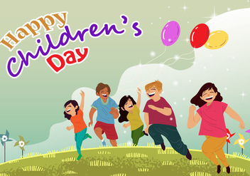 Childrens Day Card Vector - Free vector #395015