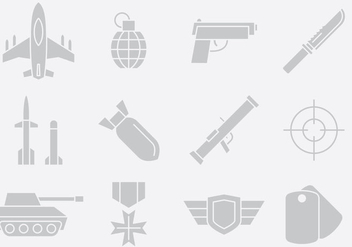 Gray Weapon And Army Icons - vector gratuit #395175 