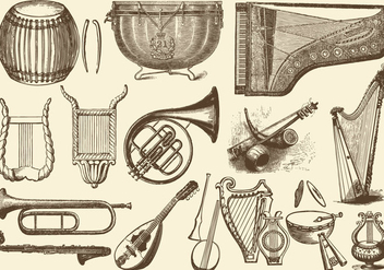 Vintage Orchestra Music Instruments - Free vector #395305