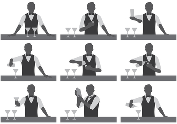 Bartender Vector Silhouettes - Free vector #396035
