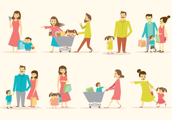 Free Family Shopping Together Vector - бесплатный vector #396145