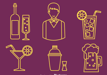 Barman Element Line Icons Vector - Free vector #396615