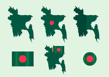 Bangladesh Map with Flag Vector Set - Free vector #397375