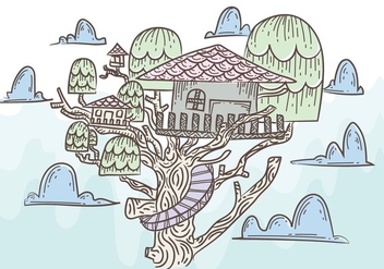 Free Tree House Vector Illustration - vector gratuit #398515 