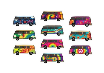 Free Hippie Bus Vector Pack - Free vector #398635