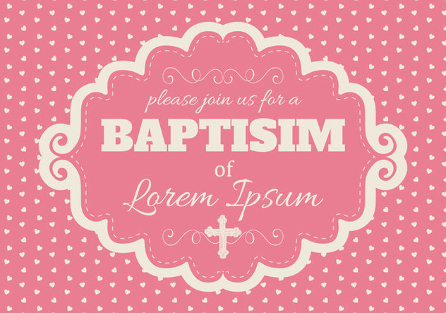 Cute Pink Baptisim Card - vector #399815 gratis
