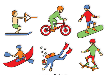 Hand Drawn Extreme Sport Vector Set - Free vector #401215