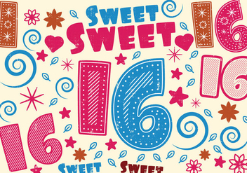 Sweet 16 Greeting Card - vector #401365 gratis