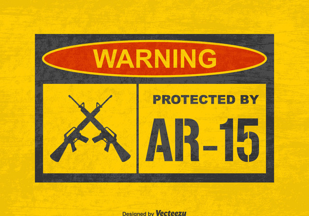 Free Vector Grunge Warning Protected by AR15 Sign - vector #401415 gratis