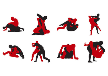 Free MMA Fighting Silhouette Vector - Free vector #403345