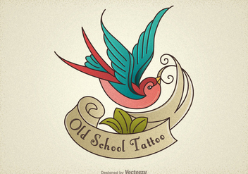 Free Old School Tattoo Swallow Vector - Free vector #403715