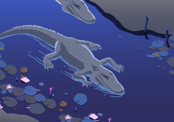 Gator In The Middle Of Swamp - vector gratuit #403935 