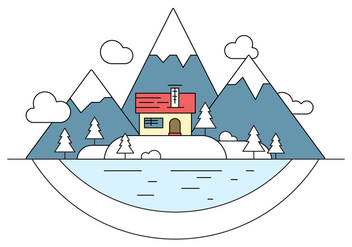 Snowy Landscape Island Vector Illustration - Free vector #404625
