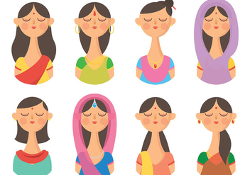 Free Indian Woman Icons Vector - vector gratuit #405985 
