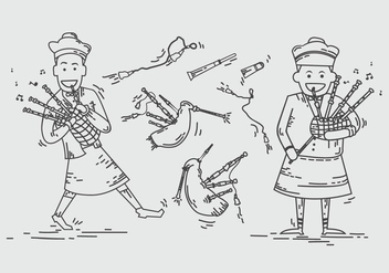 Bagpipes scotland man lined vector illustration - Kostenloses vector #407195