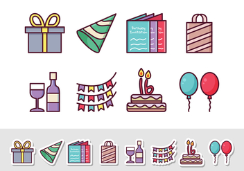 Free Birthday Sticker Icons - бесплатный vector #408435