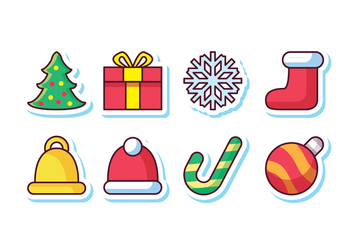 Free Christmas Sticker Icon Set - Free vector #410935