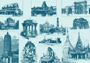 Blue India Illustrations - vector gratuit #413305 