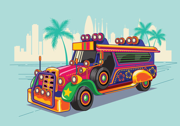 Philippine Jeep vector Illustration or Jeepney - vector #414265 gratis