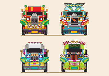 Philippine Jeep vector Illustration or Jeepney Front View - Kostenloses vector #414345