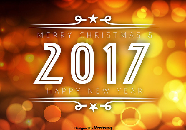 2017 Happy New Year Orange Bokeh Vector Background - Kostenloses vector #414675