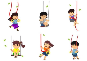 Free Kids Playing Rope Swings Vector Illustration - vector gratuit #414755 