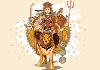 Vector Illustration of Goddess Durga in Subho Bijoya - Free vector #415185