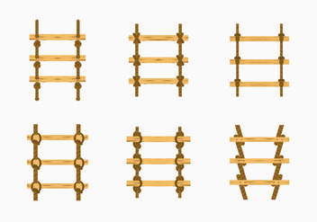 Rope ladder knot wood stairs vector stock - Free vector #415595