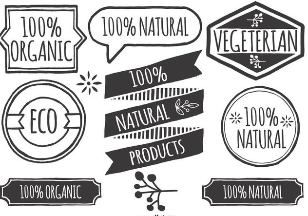 Hand Drawn Style Organic Product Lables - Kostenloses vector #415835
