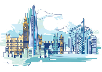 Vector Illustration The Shard and The London Skyline - vector gratuit #415865 