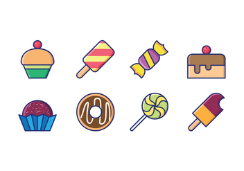 Candy and Goody Linear Icons - vector #416115 gratis