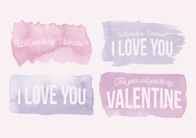 Vector Valentine's Day Watercolor Messages - бесплатный vector #416945